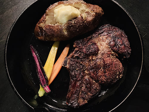 Perfectly cooked steak served by Wolfman Catering in Midland, Texas